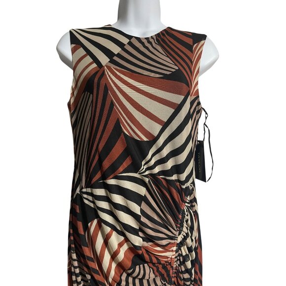 Taylor Sleeveless Maxi Dress With Abstract Print Black & Rust Colors Size Medium - Picture 4 of 11